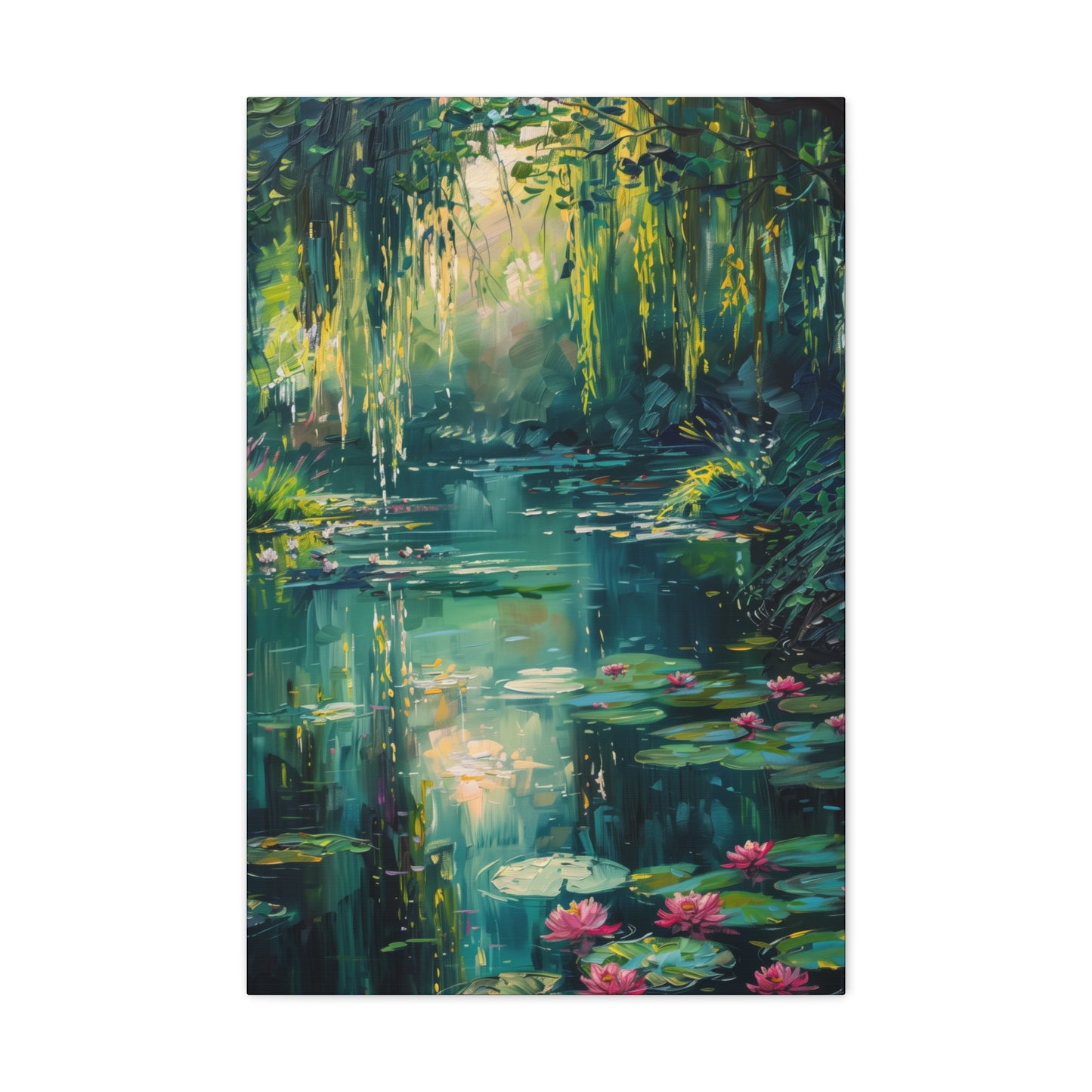 Pond in a Forest - Claude Monet Style Digital Print Canvas Gallery Wraps