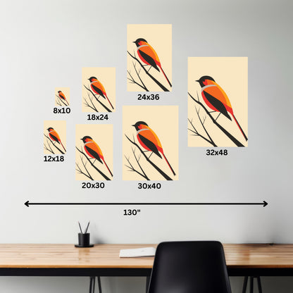 Bird siting on a tree branch Digital Illustration Canvas Gallery Wraps