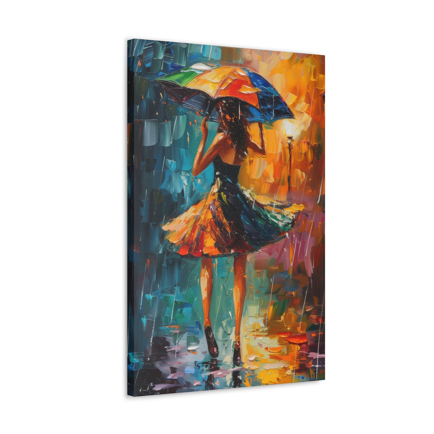 Walking in the Rain - Leonid Afremov Style Digital Print Canvas Gallery Wraps