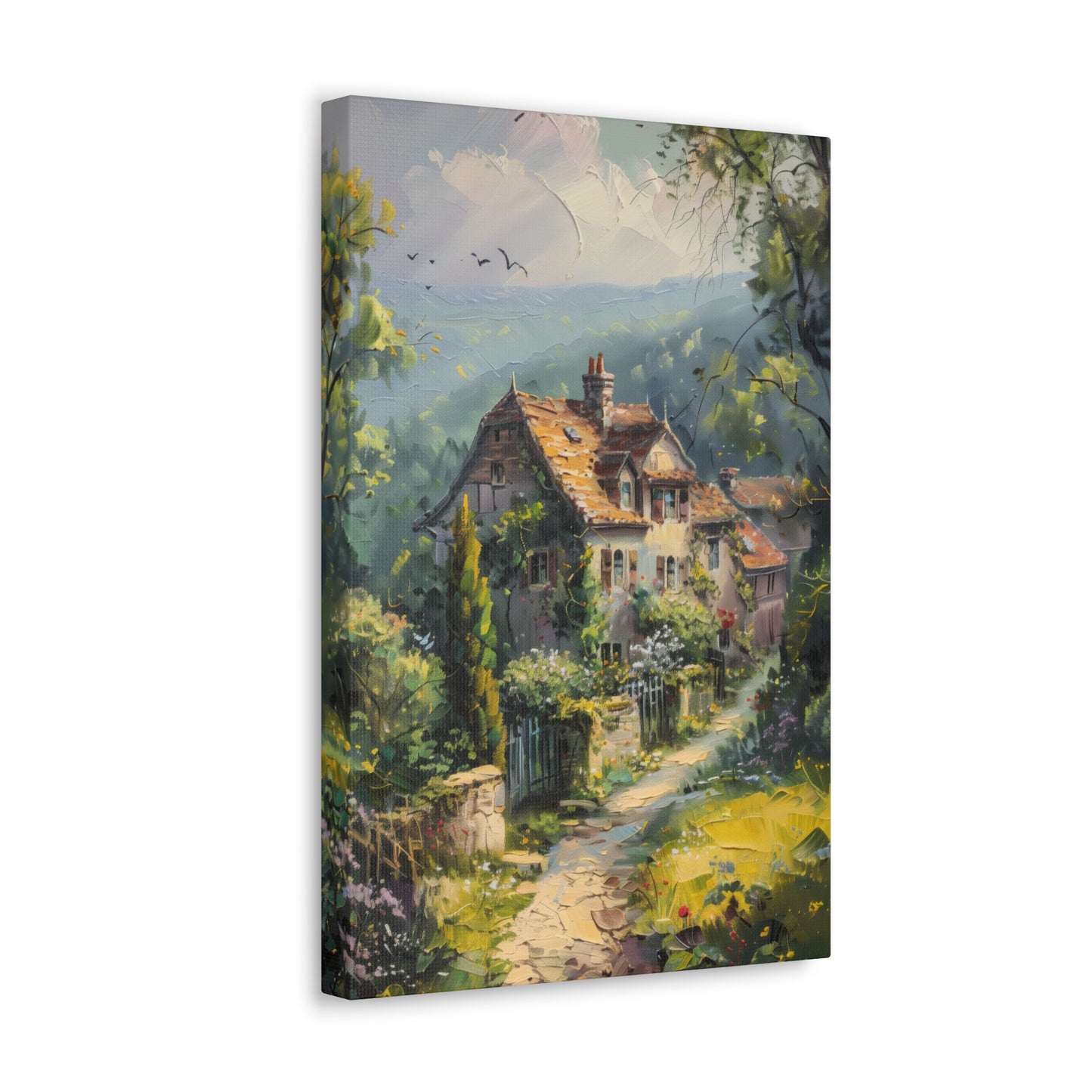 old house in countryside vintage Digital Oil Painting Print Canvas Gallery Wraps