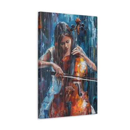 Girl Playing Guitar - Digital Oil Painting Canvas Gallery Wraps