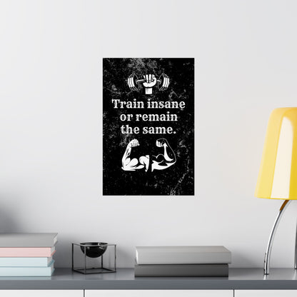 Train Insane or Remain the Same: Motivational Gym Poster - Digital Illustration Matte Vertical Poster