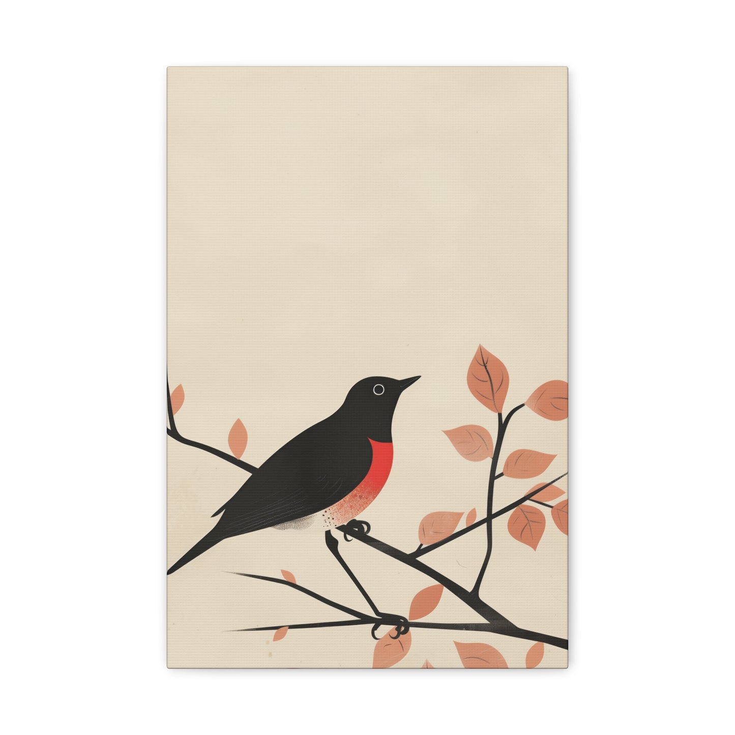 Bird siting on a tree branch Digital Illustration Canvas Gallery Wraps