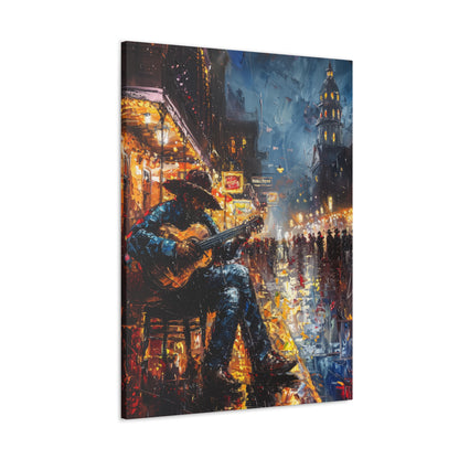 Man Playing Guitar on the Street - Rembrandt Style Digital Oil Painting  Canvas Gallery Wraps