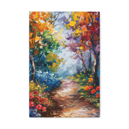 Road Through Autumn Flower Forest - Leonid Afremov Oil Painting Canvas Gallery Wraps