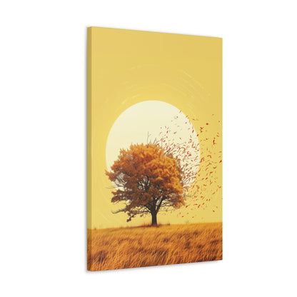 Tree in a Golden Sunset Digital Illustration Canvas Gallery Wraps