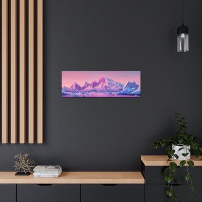 Snowy Mountain Evening - Digital Landscape Illustration Panorama Canvas Gallery Wraps