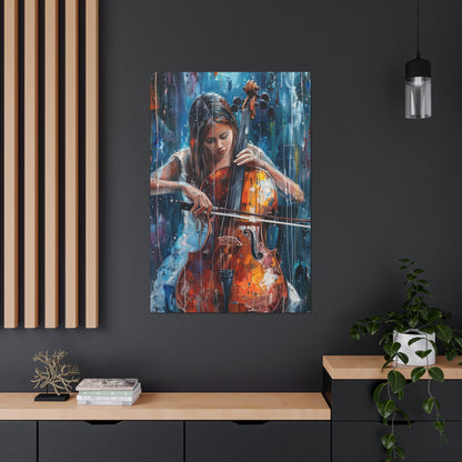 Girl Playing Guitar - Digital Oil Painting Canvas Gallery Wraps