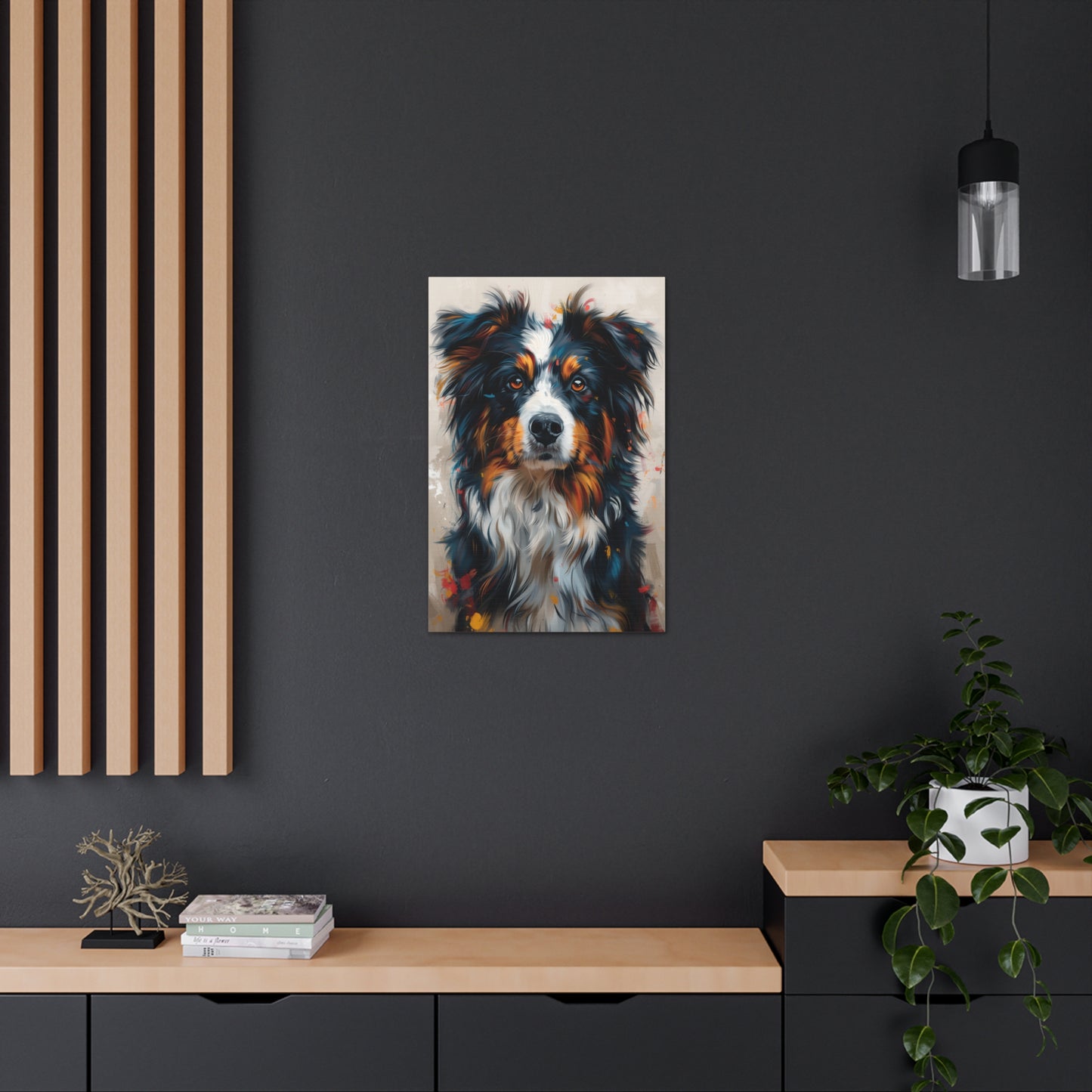 Border Collie Dog - Abstract Illustration Canvas Gallery Wraps