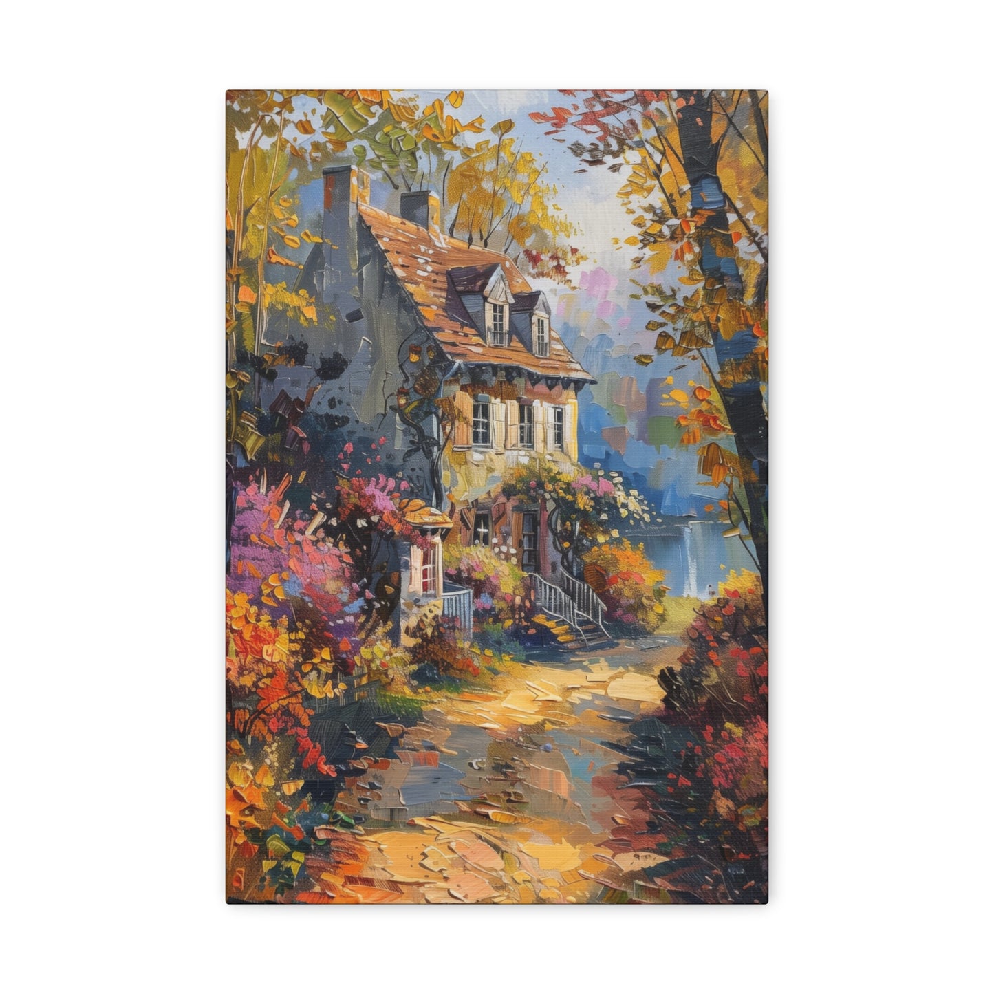 countryside village house medieval times Digital Oil Painting Print Canvas Gallery Wraps