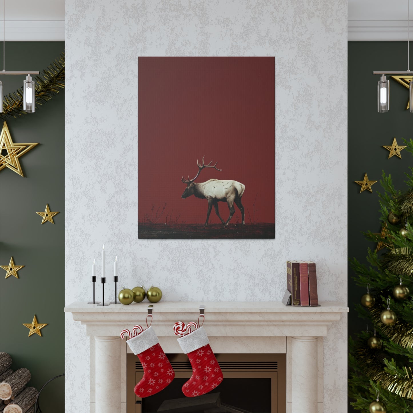 Moose with Antlers Digital Illustration Canvas Gallery Wraps