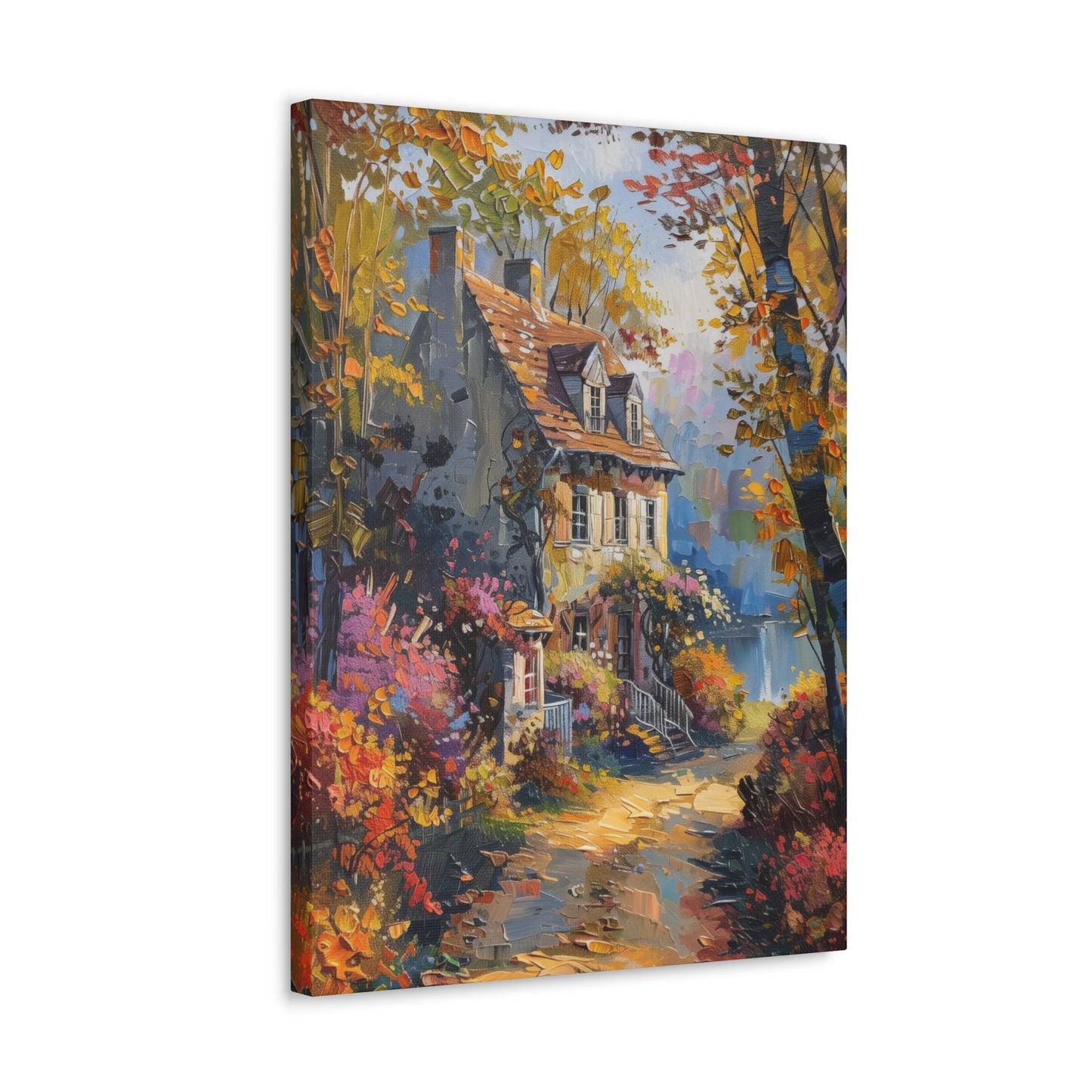 countryside village house medieval times Digital Oil Painting Print Canvas Gallery Wraps