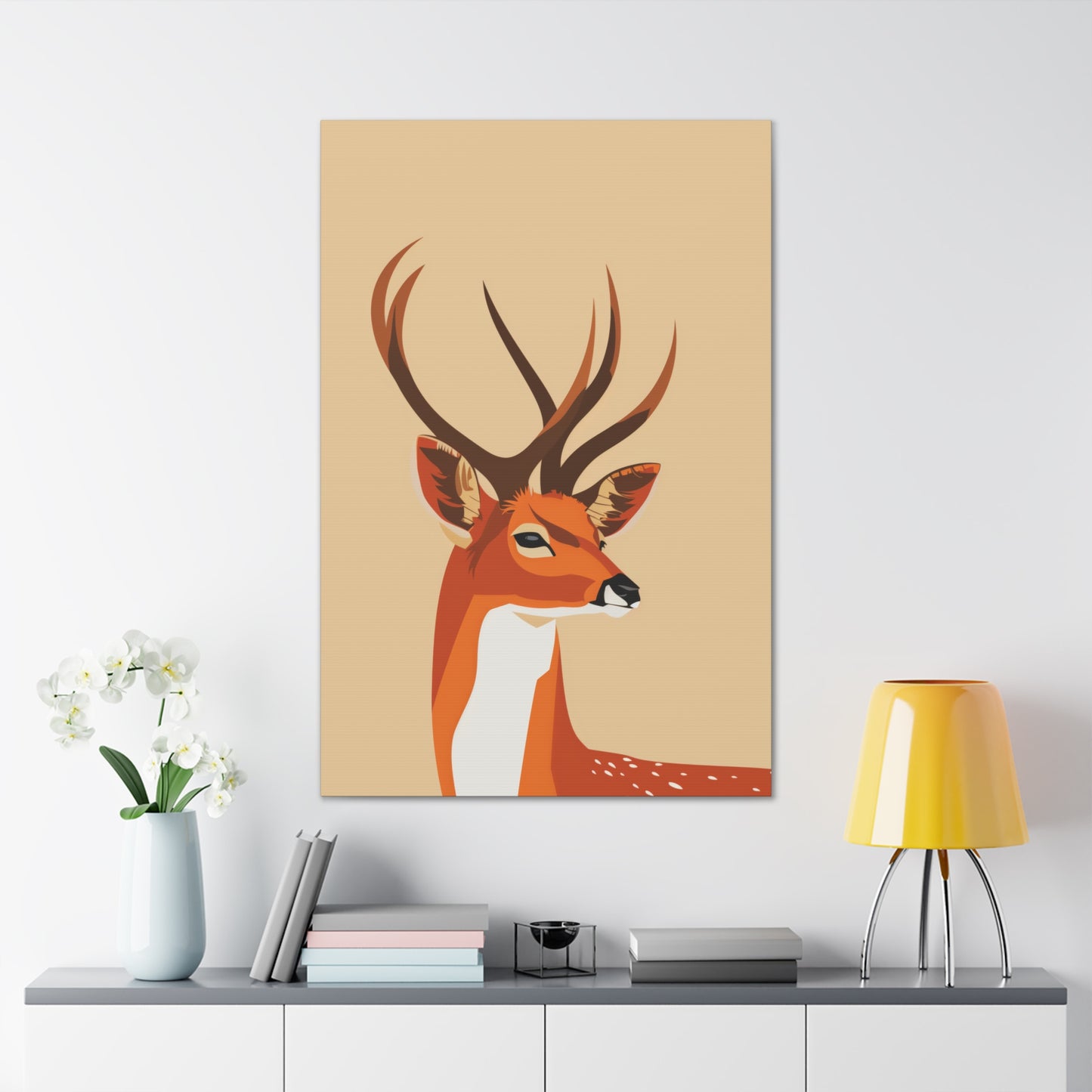 Deer with Antlers Digital Illustration Canvas Gallery Wraps