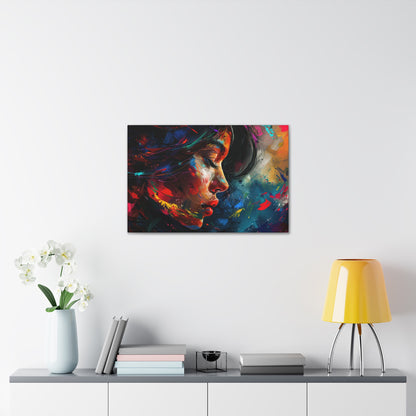 Beautiful Girl Face - Colorful Impressionist Style Digital Art Canvas Gallery Wraps