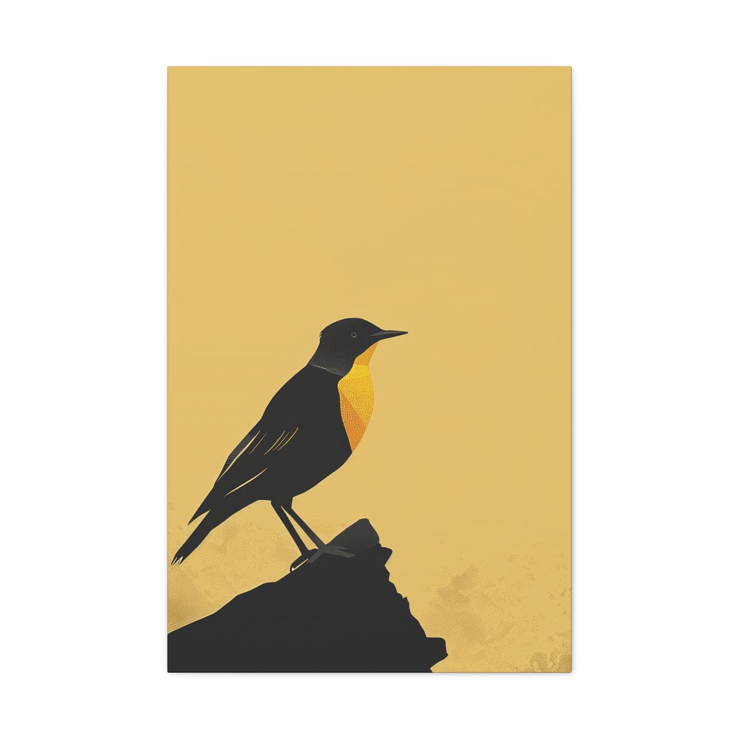 Bird Sitting on a Rock Digital Illustration Canvas Gallery Wraps