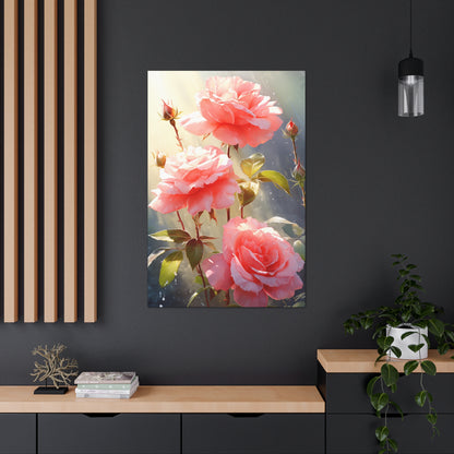 Rose Flowers - Watercolor Painting Digital Illustration Canvas Gallery Wraps