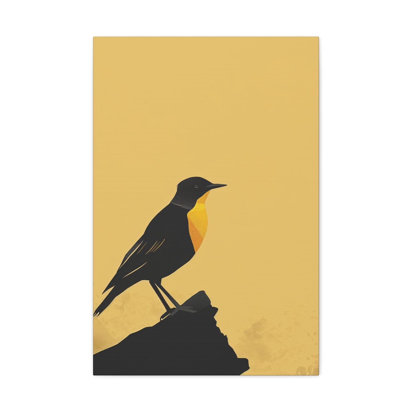 Bird Sitting on a Rock Digital Illustration Canvas Gallery Wraps