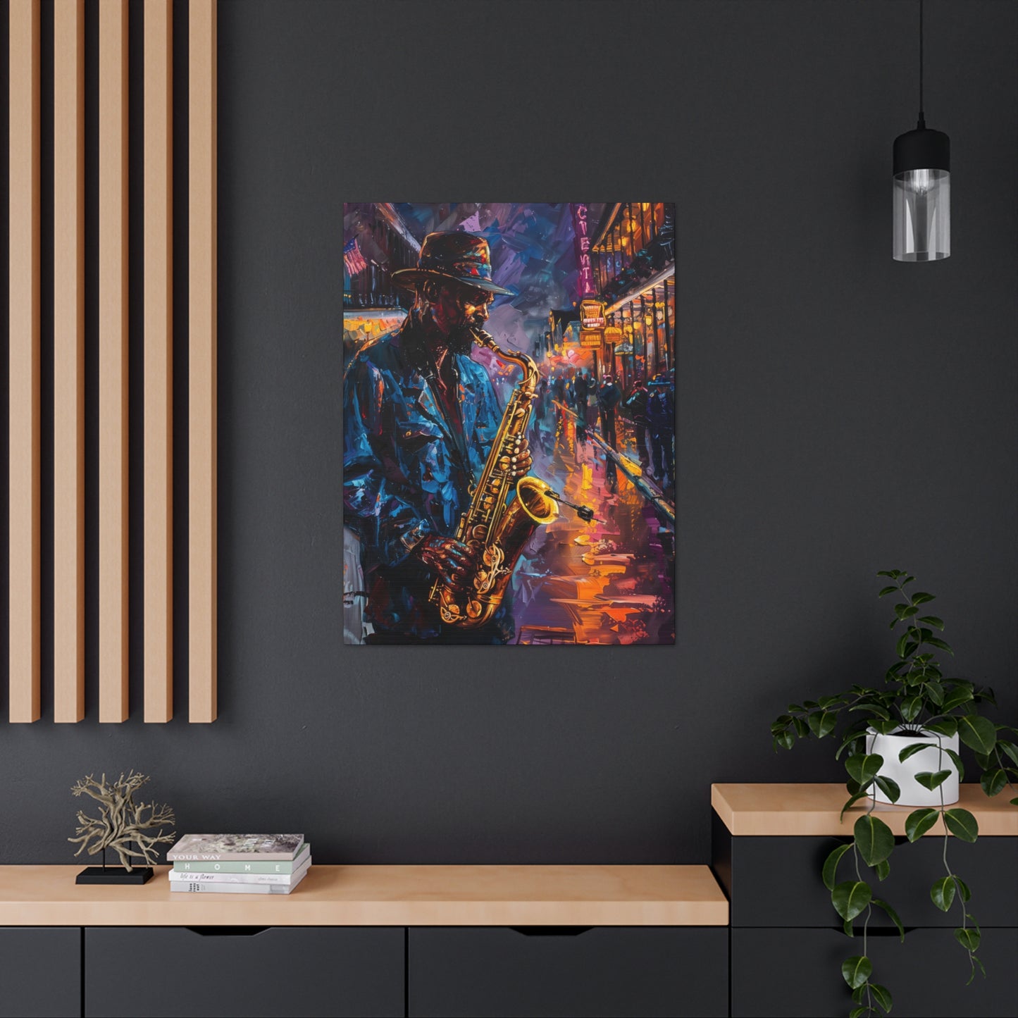 Man Playing Horn on the Street - Rembrandt Style Digital Oil Painting Canvas Gallery Wraps