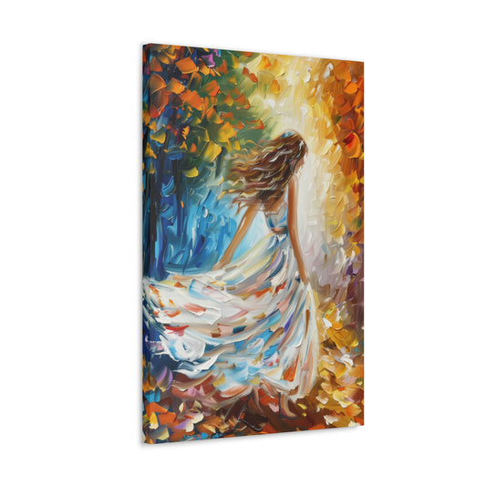 bride walking in street - Leonid Afremov Style Digital Print Canvas Gallery Wraps