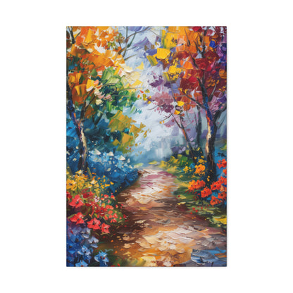 Road Through Autumn Flower Forest - Leonid Afremov Oil Painting Canvas Gallery Wraps