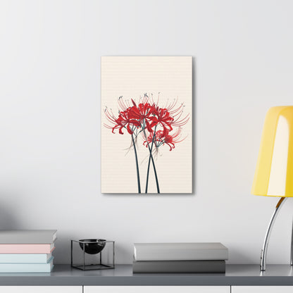 Red Spider Lily Flower Digital Illustration Canvas Gallery Wraps