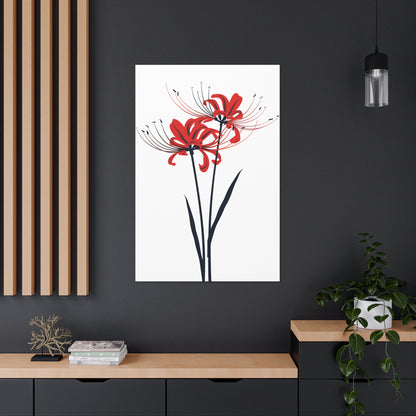 Red Spider Lily Flower Digital Illustration Canvas Gallery Wraps