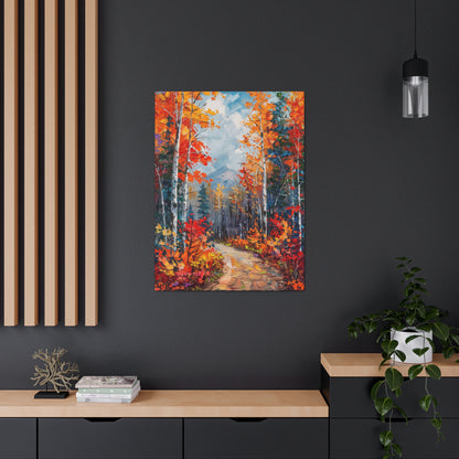 road through autumn forest - Leonid Afremov Style Digital Print Canvas Gallery Wraps