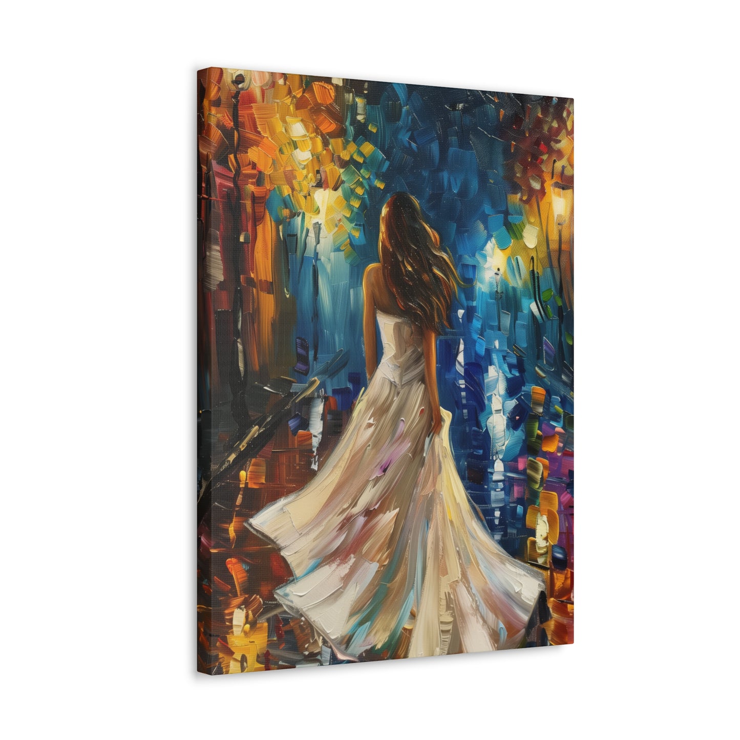 bride walking in the streets - Leonid Afremov Style Digital Print Canvas Gallery Wraps