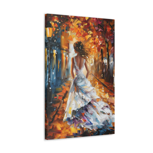 bride walking in street - Leonid Afremov Style Digital Print Canvas Gallery Wraps