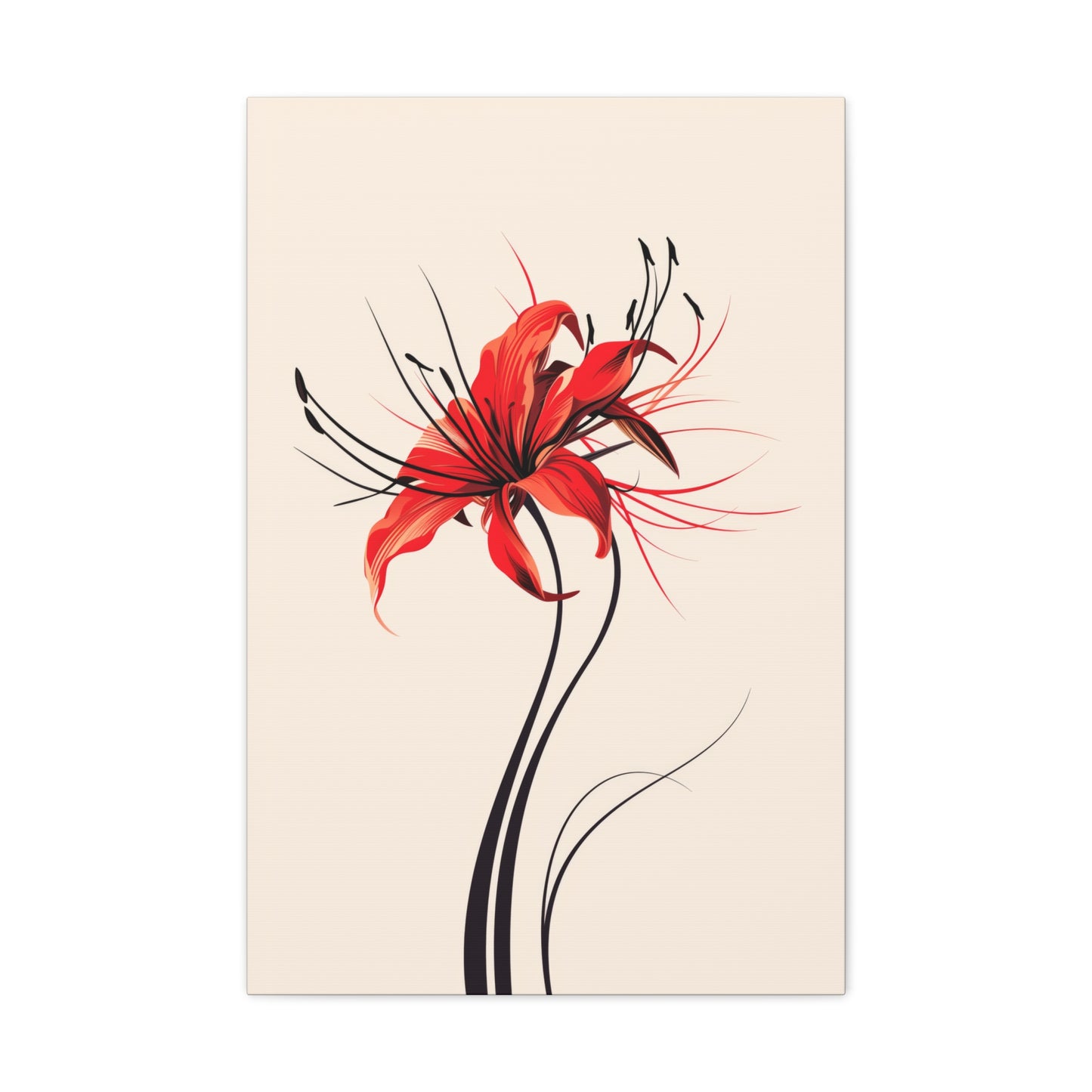 Red Spider Lily Flower Digital Illustration Canvas Gallery Wraps