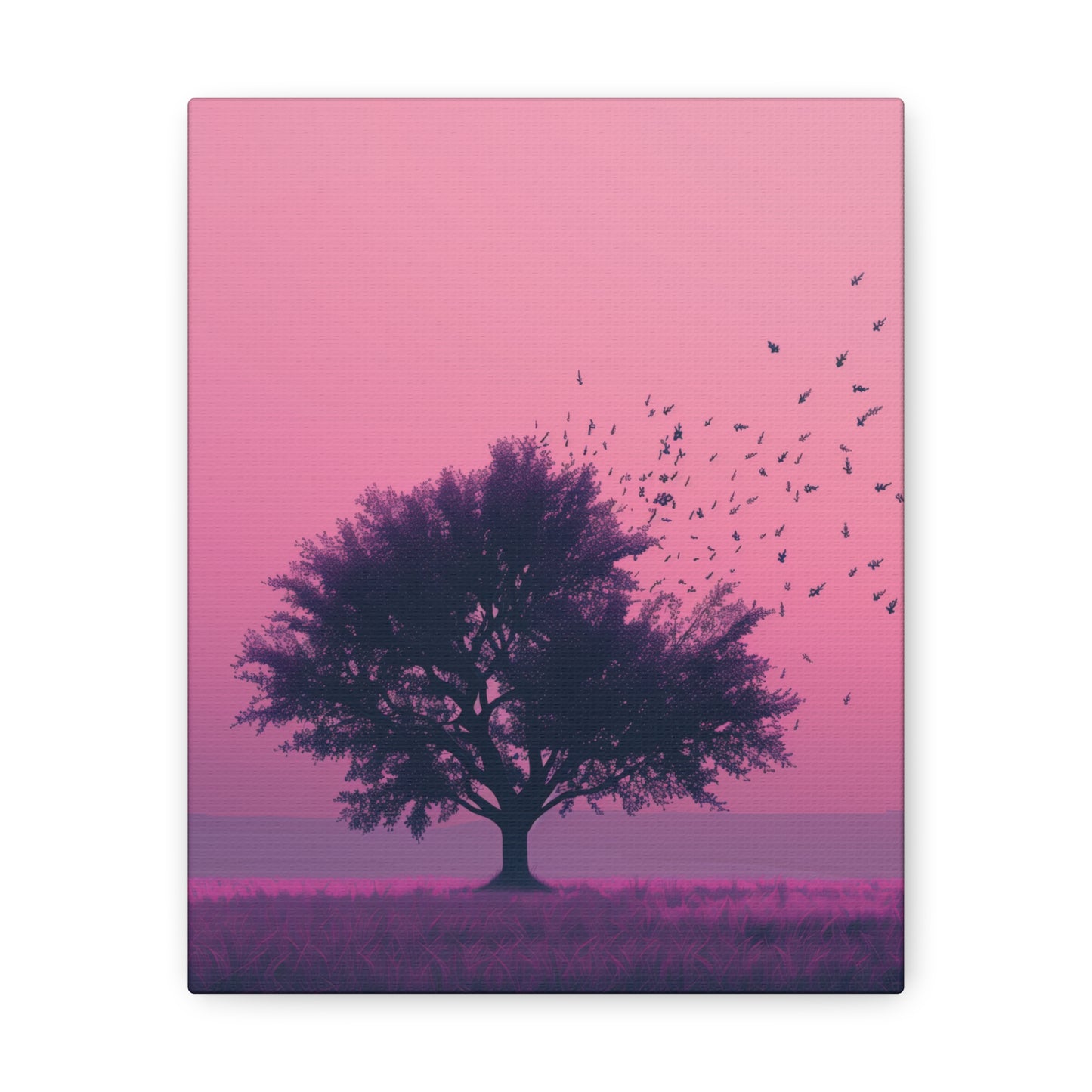 Tree in a Purple Sunset Digital Illustration Canvas Gallery Wraps