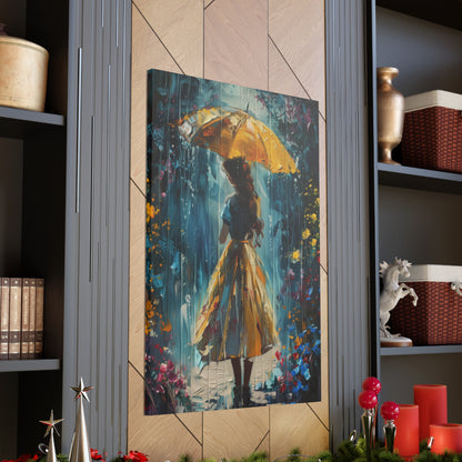 girl with an umbrella in rain - Leonid Afremov Style Digital Print Canvas Gallery Wraps