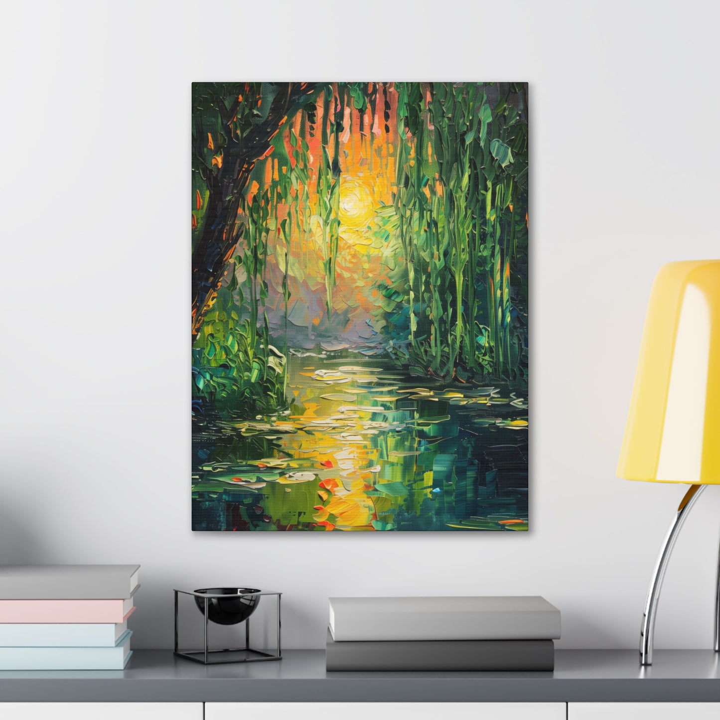 Lake in a Forest - Claude Monet Style Digital Print Canvas Gallery Wraps