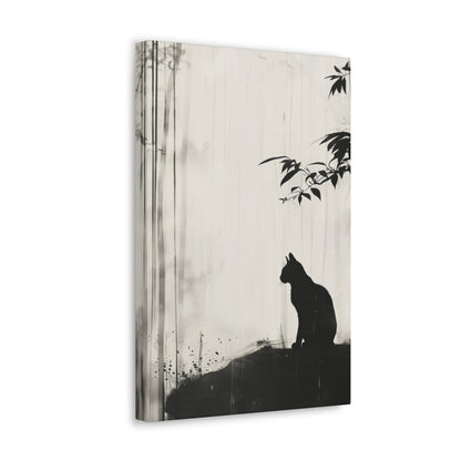 Black Cat Digital Illustration Canvas Gallery Wraps