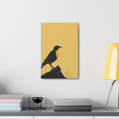 Bird Sitting on a Rock Digital Illustration Canvas Gallery Wraps