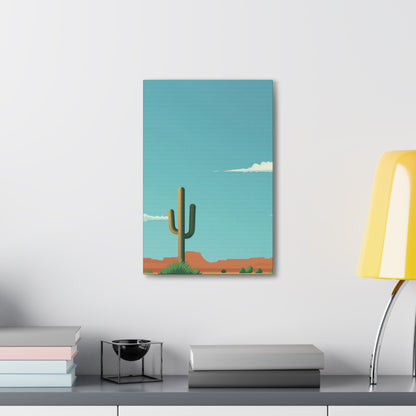 Saguaro Cactus in Desert - Illustration Canvas Gallery Wraps