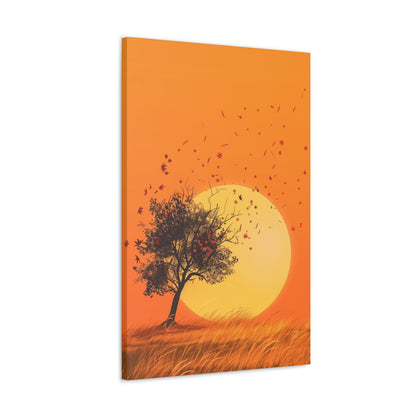 Tree in a Golden Sunset Digital Illustration Canvas Gallery Wraps