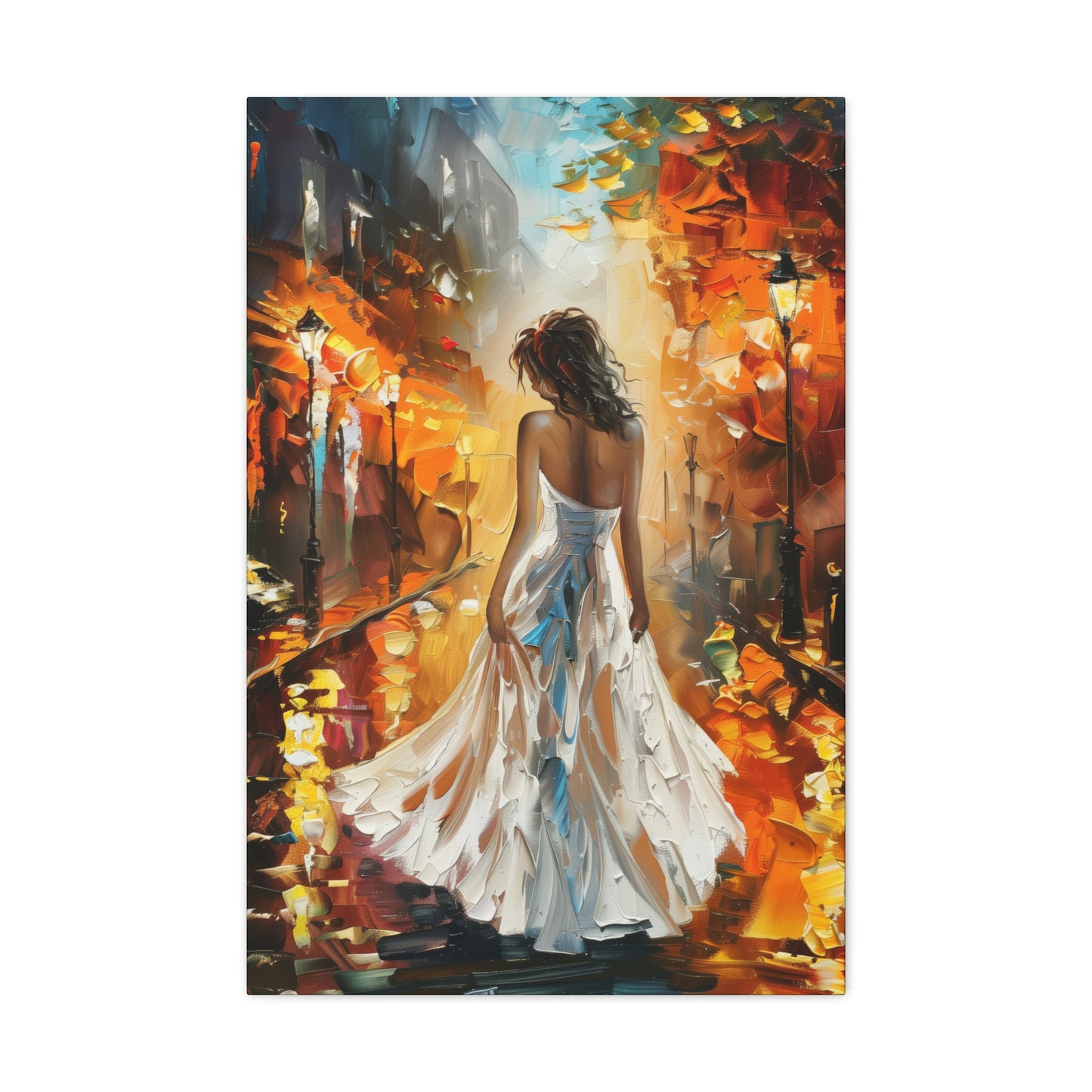 bride walking in the street - Leonid Afremov Style Digital Print Canvas Gallery Wraps