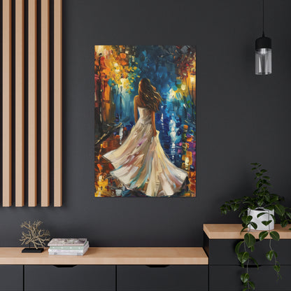 bride walking in the streets - Leonid Afremov Style Digital Print Canvas Gallery Wraps