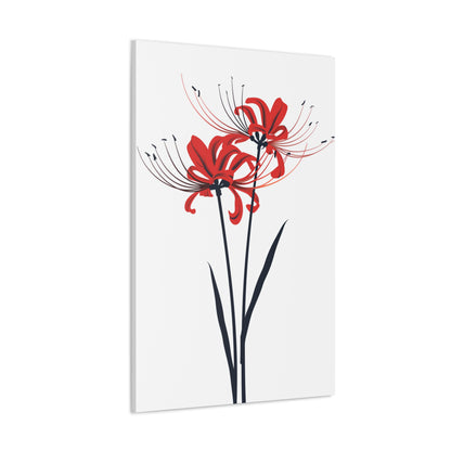 Red Spider Lily Flower Digital Illustration Canvas Gallery Wraps