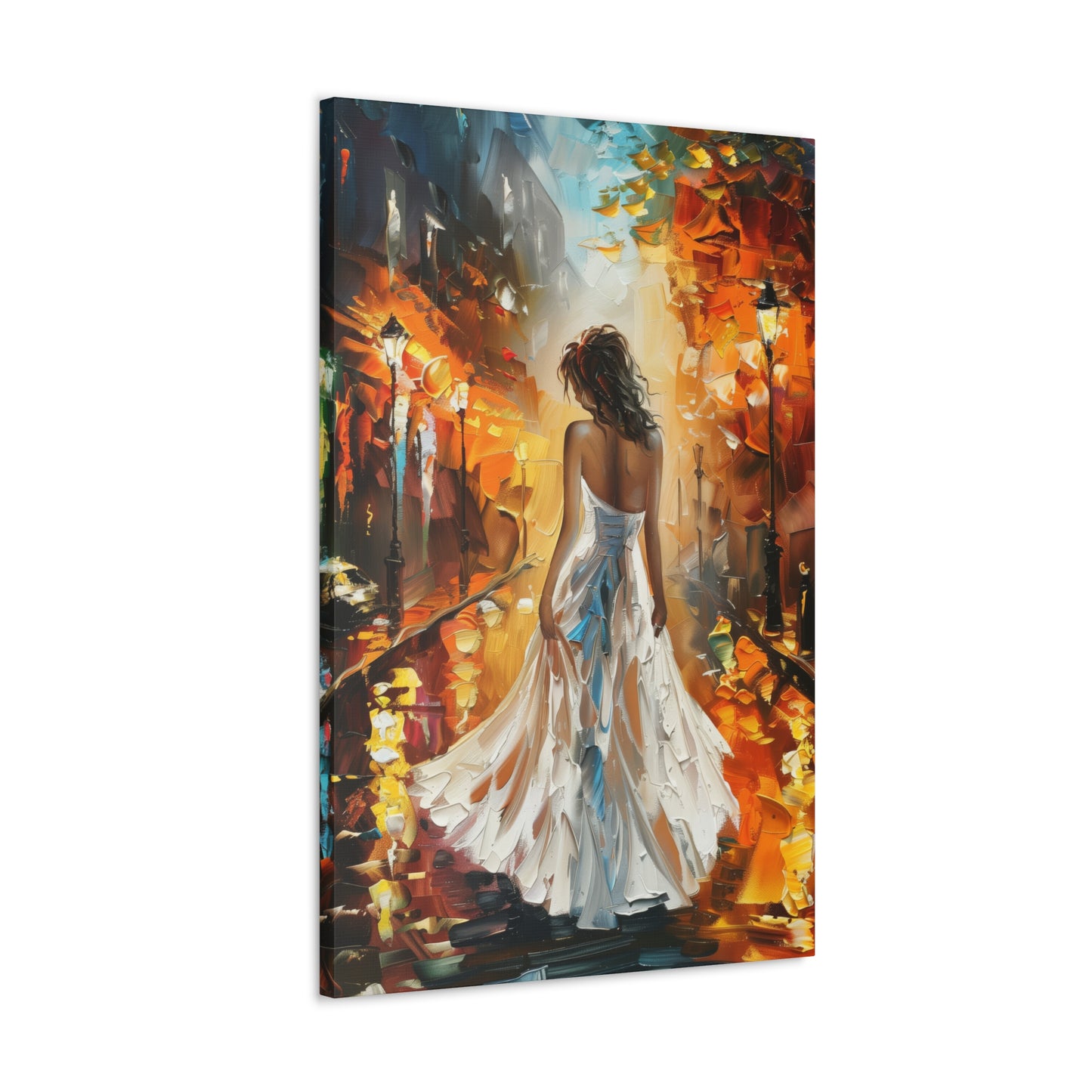 bride walking in the street - Leonid Afremov Style Digital Print Canvas Gallery Wraps