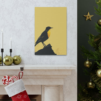 Bird Sitting on a Rock Digital Illustration Canvas Gallery Wraps