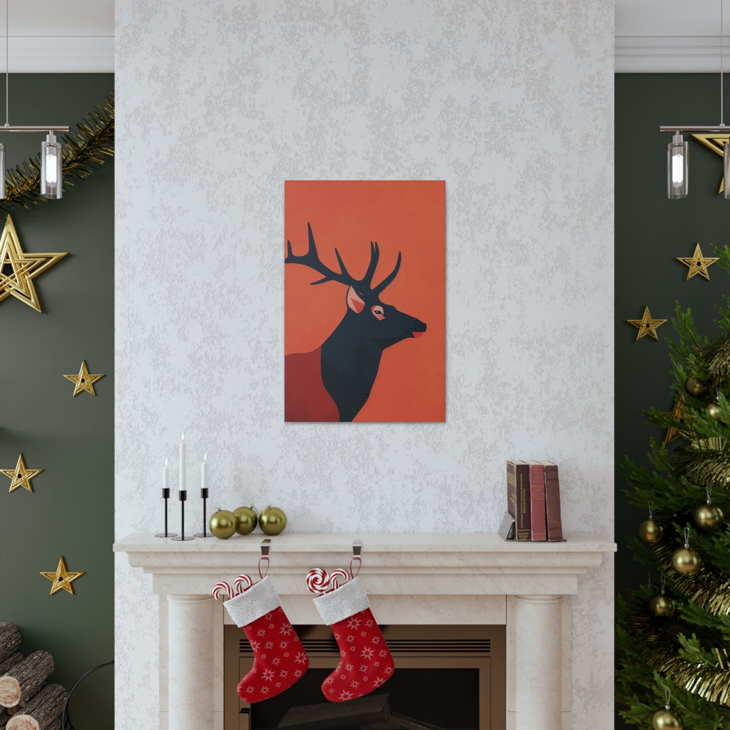 Reindeer with antlers Digital Illustration Canvas Gallery Wraps