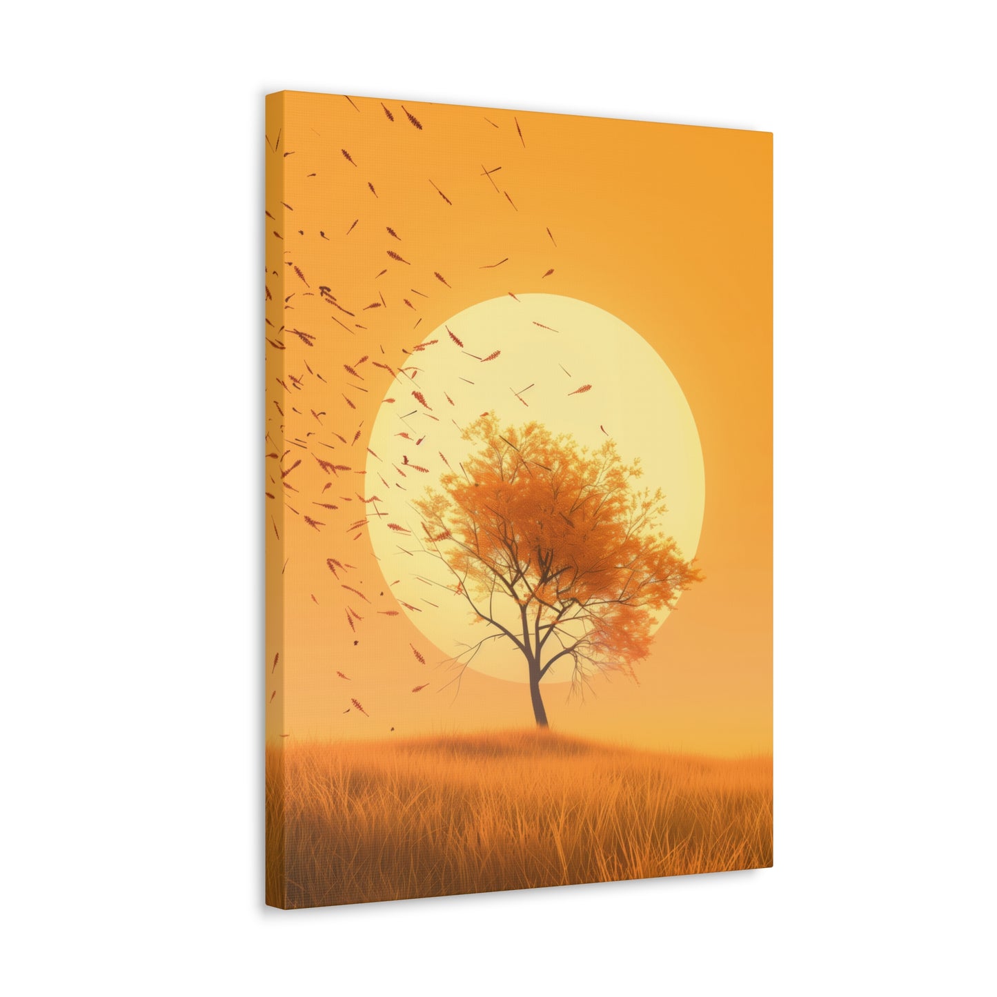 Tree in a Golden Sunset Digital Illustration Canvas Gallery Wraps