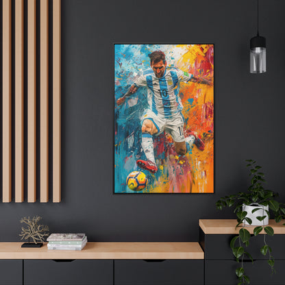 Lionel Messi Playing with Argentina T-Shirt - Canvas Print