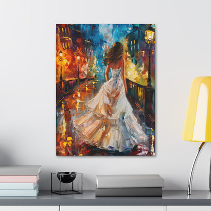 bride walking in Bridge - Leonid Afremov Style Digital Print Canvas Gallery Wraps