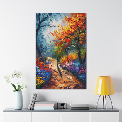 Person Running Through Autumn Forest - Leonid Afremov Oil Painting Canvas Gallery Wraps