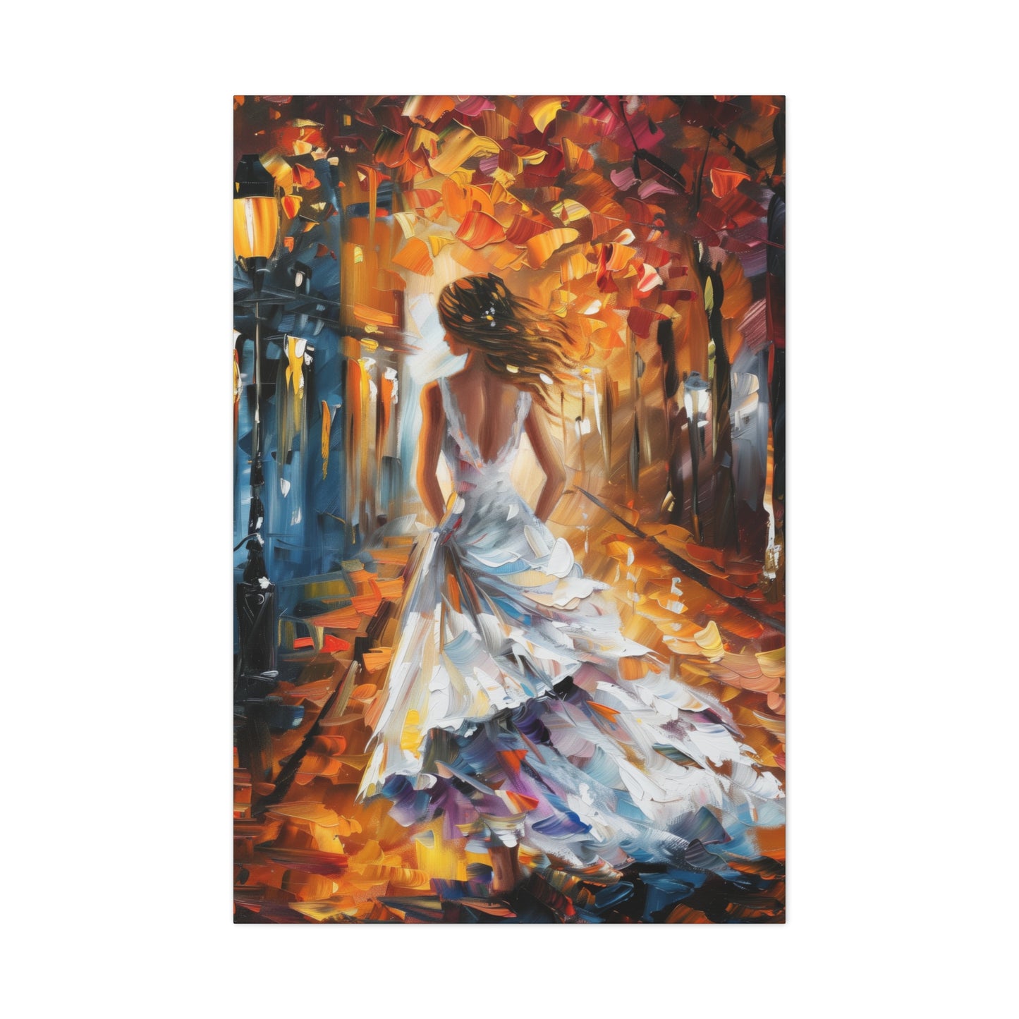 bride walking in street - Leonid Afremov Style Digital Print Canvas Gallery Wraps