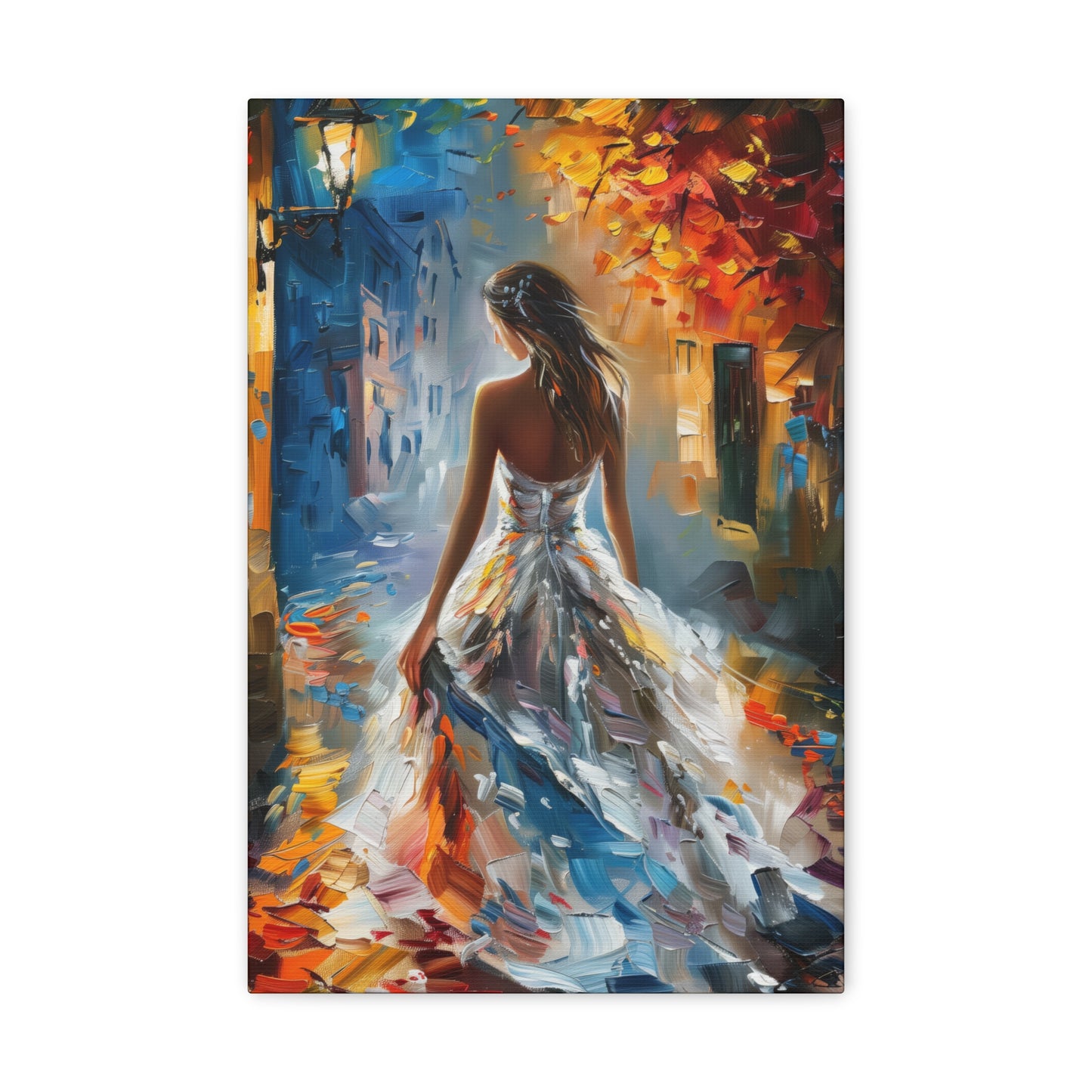 Bride walking in the streets - Leonid Afremov Style Digital Print Canvas Gallery Wraps