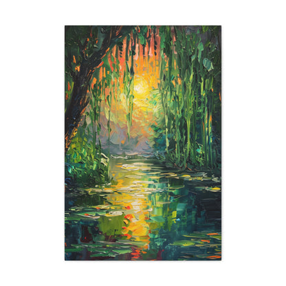 Lake in a Forest - Claude Monet Style Digital Print Canvas Gallery Wraps